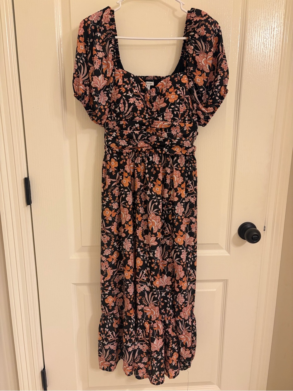 Maurices Black Midi Dress with Pink and Orange Floral Print